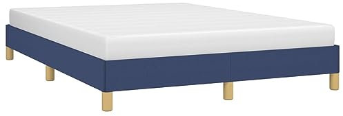 vidaXL Polsterbett Bett Doppelbett Bettgestell Bettrahmen Lattenrost Stoffbett Schlafzimmerbett Schlafzimmermöbel Blau 140x200cm Stoff