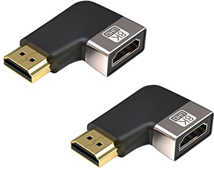 VMOJO HDMI 8K-Extender-Adapter, HDMI 2.1-Version, 48 Gbit/s 90-Grad-Linkswinkel-Stecker auf Buchse, Verlängerungsadapter, Steckverbinder, unterstützt 8 K bei 60 Hz/4 K bei 120 Hz, 2 STK