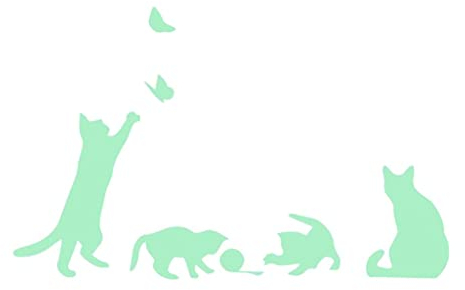 Gralara The Dark Aufkleber aufkleber Nachtleuchtend Leuchtend Schlafzimmer Dekor Geschenk, 4x Katze