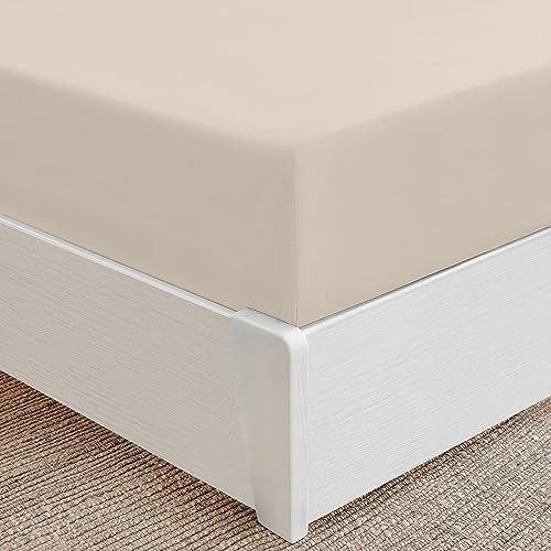 Mellanni Spannbettlaken 90x200cm - Bis 30cm Matratzenhöhe - Weich, Knitterfrei, Rundum Elastisch - (90x200 cm, Beige)