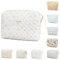 Trousse de maquillage de voyage en coton à motif floral, sac de rangement portable pour femmes et filles, Blanc cerise, Motif floral