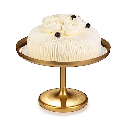 WVOPIAHY Tortenplatte mit Fuß Golden Teller,Tortenständer Vintage Kuchenplatte Metall, Kuchenständer Cake Stand für Torten Kuchen Dessert,(Ø 310 mm/12 Zoll)