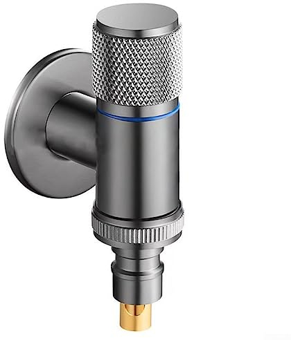 DAZZLEEX Grifo de montaje en pared, grifo de lavadora de acero inoxidable con válvula angular, color negro