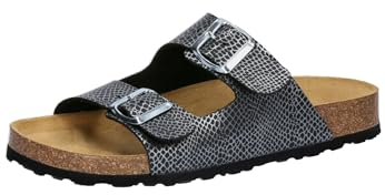 Lico Damen Bioline Platino Pantoletten, Schwarz/Silber, 39 EU