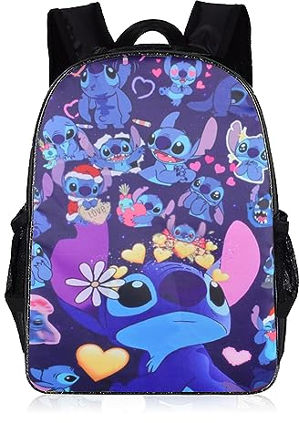 Funmo Stitch Kinderrucksäcke,Lion und Stitch Schulrucksack, Stitch Kindertasche, Cartoon Backpack School Bag 3D Printed School Backpack, Stitch Rucksack Children's Backpack Kinder