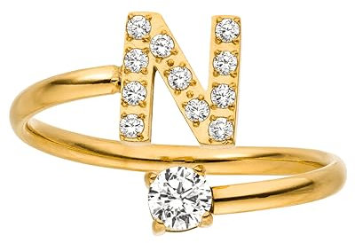 Purelei® Anello con lettere – Anello da donna in acciaio inox durevole – Anelli impermeabili – Anelli regolabili dalla taglia 50 alla 60 – Gioielli alla moda per il tuo look personalizzato, Gemma,