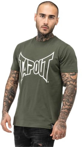 Tapout Herren T-Shirt Normale Passform Lifestyle Basic Tee Olive/Ecru XXL, 940005