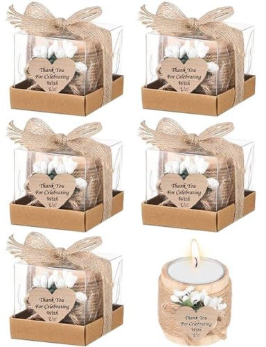 Generic 6 Pezzi Porta di Candele di Tealight in Legno, Portamea di Tealight per Doccia Sposa Cadde in Legno per Le Candele per Festa di Nozze Centrotavola