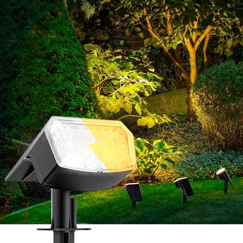 EVARY Solarstrahler für Außen Garten [4 Stück/63LED],Solarlampen für außen GartenWarmweiß/Weißes/Natürliches 3-in-1 Solar Strahler Außen, IP65 Wasserdichte Solar Gartenleuchten für Außen Garten, Weg