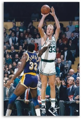 Larry Bird vs. Magic Johnson Basketball-Spiel-Poster, dekoratives Gemälde, Leinwand, Wandkunst, Wohnzimmer, Poster, Schlafzimmer, Gemälde, 30 x 45 cm