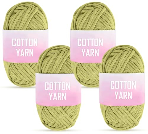 KFDDRN Häkelgarn Set - 4 Stück Dickes Baumwollgarn zum Häkeln für Anfänger - 4 x 50 g (Grün)