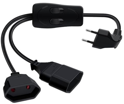 HuaLiSi Rallonge Double Prise Euro avec Interrupteur Câble D'extension Euro 2.5A 250V Rallonge Euro Cable 2x0.75 mm² pour Appareils Ménagers, Prises de Charge, Téléviseurs, Ordinateurs Etc (1.5m)
