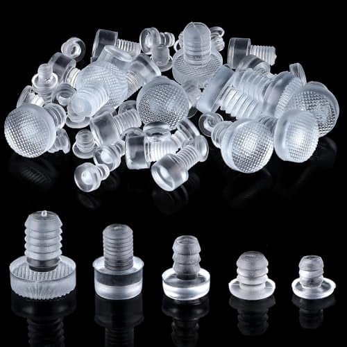 Jeffdad 50 protectores de mesa de cristal, 5 tamaños de tapones de goma transparente para protección de mesa de vidrio no adhesiva