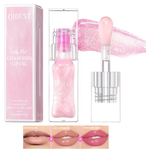 Magic Color Changing Lip Oil V2 Warm Change Moisturizing Plumping Lip Oil Shimmery Glitter Lip Gloss Shine Lip Glow Conversion Lip Oil Long Lasting Syrupy Gloss Lip Stain (A, One Size)