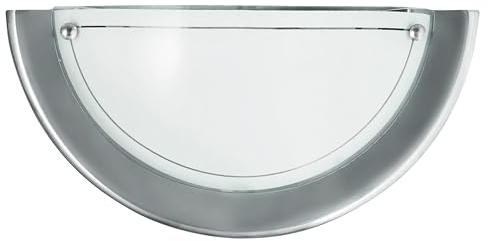 LED Universum Wandleuchte chrom silber halbrund Ø31cm aus Glas satiniert und Metall mit E27 Fassung für Glühbirne oder LED-Leuchtmittel | Wandlampe innen Wohnzimmer Schlafzimmer Küche Flur