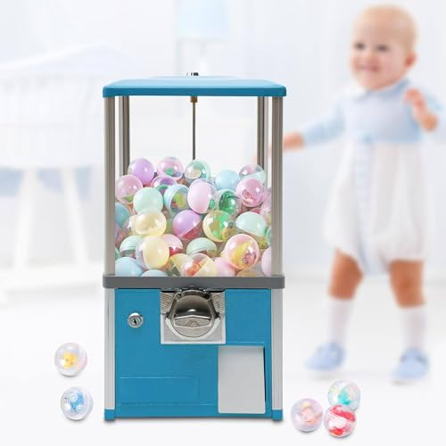 PASPRT Máquina expendedora Máquina Comercial de Gumball de 21 Pulgadas, Dispensador Independiente de máquina expendedora de máquina expendedora de Gumball de Caramelo (Blue)
