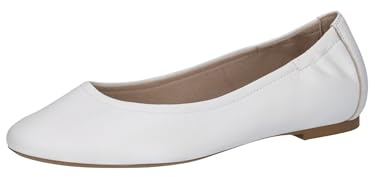CAPRICE Damen Ballerinas aus Leder Elegant, Weiß (White Nappa), 38.5 EU