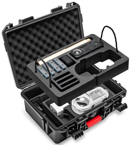 Tomat Hartschalenkoffer für Insta360 X4, wasserdichte Tragetasche für Insta360 X4 X3 Kamera und Zubehör, Doppellagen IP67, Kompatibilität für Insta360 X4 X3 Invisible Dive Case
