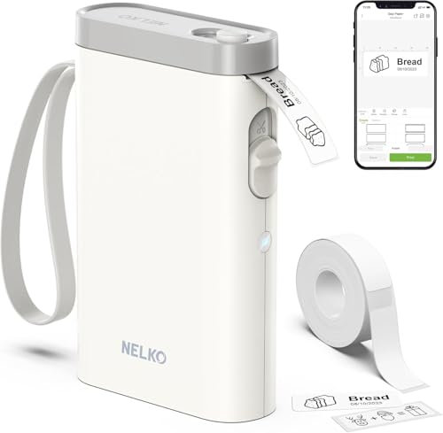 Nelko Etikettendrucker, Bluetooth P21 Selbstklebendes Etikettiergerät Tragbarer beschriftungsgerät selbstklebend Labeldrucker, Kabelloser, Mini Label Printer mit iOS Android,Für Zuhause, Büro,Hellrosa