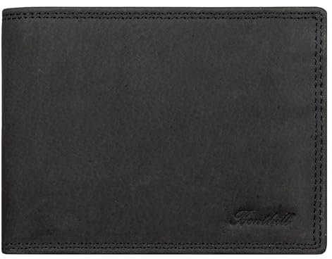 Benthill Herren Geldbörse aus Echt-Leder - Geldbeutel mit RFID-Schutz - Großes Portemonnaie für Herren - Vintage Leder, Farbe:Black (H)