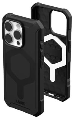 URBAN Armor Gear Essential Armor MS Case kompatibel mit Apple iPhone 16 Pro Hülle (50% recyceltes Material, Wireless Charging/Magnetisches Laden optimiert, 4,6m Fallschutz) schwarz