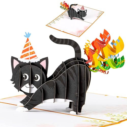 SGQTGIMU 3D Pop up Karte Geburtstag Geburtstagskarte Pop up Katzen Pop-up Karte für Frau, Freundin & Mutter, Freundin, Sohn