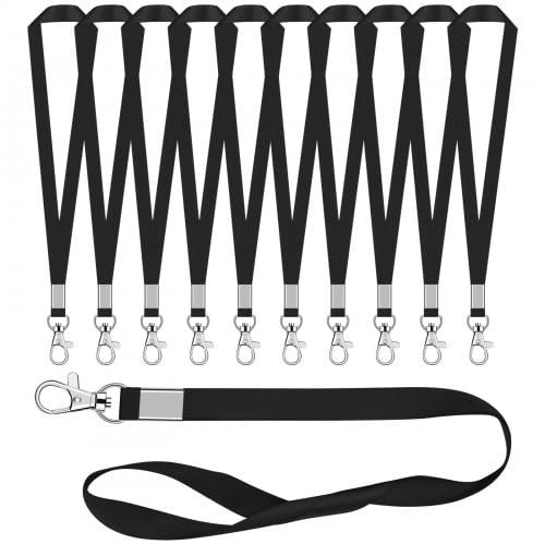 Gudalea 10 Stücke Nylon Schlüsselband, Büro Schlüsselband, Schlüsselbänder für Ausweise, Schwarz Abzeichen Lanyards, für Handy, Schlüssel, Ausweishalter, Brieftaschen