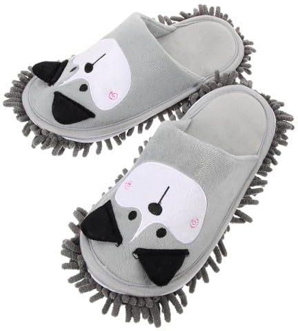 LIFKOME Pantofole per Pulizia Pavimenti in Chenille Spessa e Cotone, Riutilizzabili e Antirumore, Taglia 38-41, Adatte per Soggiorni e Camere da Letto Design a Forma di Cane
