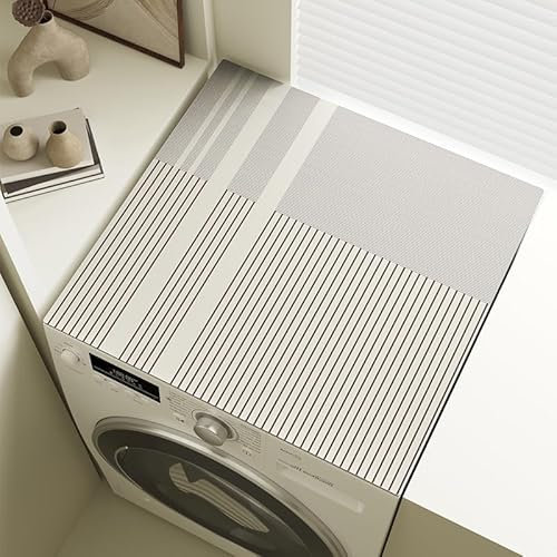 Housse De Protection Pour Machine À Laver Top 60X60Cm Bandes Noires Tapis De Protection Antidérapant Pour Seche Linge, Dessus Imperméable Tapis Lave Linge Pour Cuisine Maison Salles De Bains