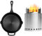 FEUERGOTT - Feuerpfanne Gusseisen mit Solo Stove Lite, kompaktes Camping Set, ideal für Outdoor Abenteuer, Brotbacken, Dutch Oven Ersatz, Gusseisenpfanne