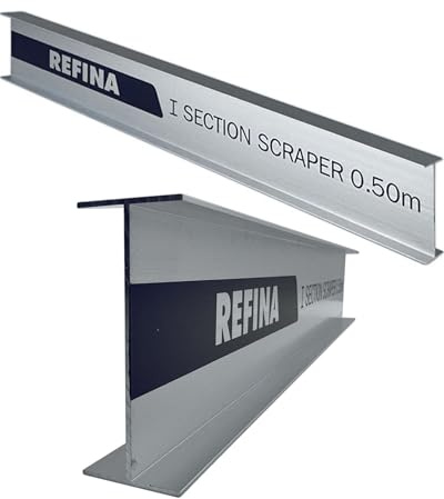 REFINA 1'8 (0.50m) I-Section Scraper Tool for Levelling, Flattening, Scraping & Render Finishes - 75 x 30mm Profile w/Straight Edge & Non-Marking Finish - Lightweight & Durable Aluminium I-Bar