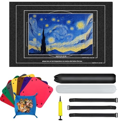 Jigsaw Mat, 3000/2000/1500/1000 Pieces Puzzle Mat, Comes with 8 Sorting Trays and 1 Storage Bag, Jigsaw Mat Roll for Indoor and Outdoor Storage, 125*90 cm