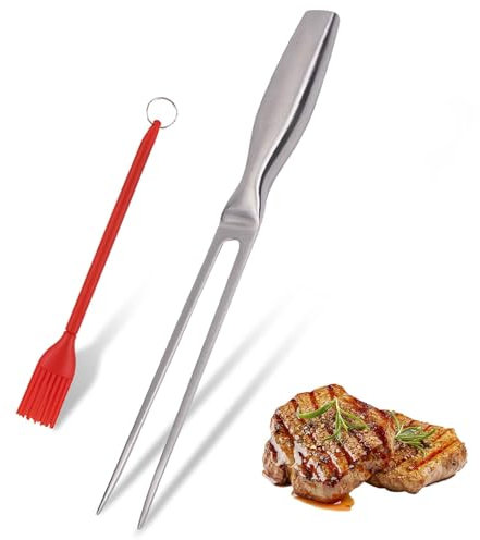 Raheem Meat Fork & Food Brush Set Stainless Steel BBQ Fork Heavy-Duty Carving Fork with Ergonomic Handle Ideal for Grilling & Roasting Meats Baking Tools Durable & Easy-to-Clean