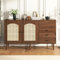 Generisch Sideboard im Landhausstil, 130 X 75,5 X 40 cm, Kommode Rattan Sideboard Küchenschrank, Vintage Rattan, Verstellbare Einlegeböden, für Schlafzimmer Wohnzimmer Flur