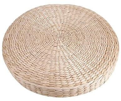 manberce Coussin de sol en paille, 40 cm, rond en paille tissée, coussin de sol pour yoga, chaise zen