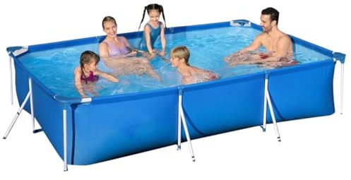 Easnuroz Piscine Con Telaio Piscina Rettangolare In Metallo 221-300cm Piscina Rettangolare Fuori Terra for Bambini Studente Adulto Piscina Fuori Terra Piscina for Cortile Interno Ed Esterno Facile Da
