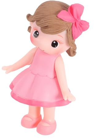SOIMISS Niedliche Prinzessin Spielzeugpuppe aus Polymer Clay in Rosa mit Schleife Mädchenfigur als Tortendekoration für Geburtstagsfeiern und Partydeko