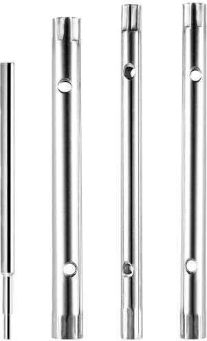 XxinXrong 4 Pcs Tap Spanner Set, Box Spanner Sets for Taps, 8-9mm 10-11mm 12-13mm Metric Tubular Wrenches for Bath Kitchen Under Sink Tap Spanners, Inclu 1 Tommy Bar