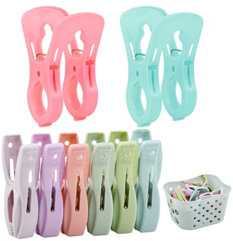 Ziyonix Pinzas para la Ropa, Paquete de 30, Pinzas Ropa Que No Dejan Marca de Plástico de Colores con 1 Cesta y 2 Clips Grandes (Aleatorio), Antideslizantes, para Calcetines, Toallas, Ropa
