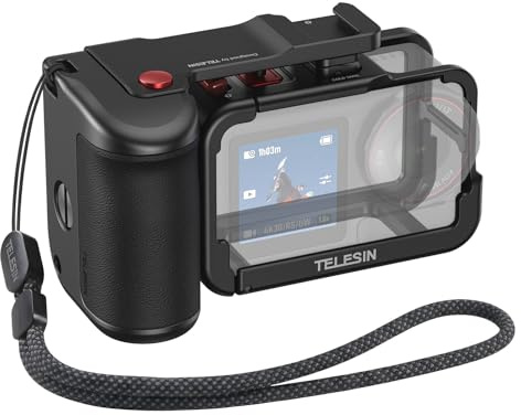 TELESIN Street Grip Kit aus Aluminiumlegierung für DJI Osmo Action 5 Pro/4/3 | Kamera Griffhalter Set (Griff + Ultralight Cage) | Patentierter Wippschalter Auslöser | Ergonomisches Design