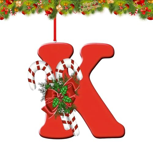YUDANSI 26Buchstaben Weihnachtsbaumschmuck, Personalisierter Buchsta K Deko | DIY Handwerk Hängendes Weihnachtsdeko, 26 Zuckerstange Alphabet für Weihnachten Ornamente, Home Christmas Tree Decorations