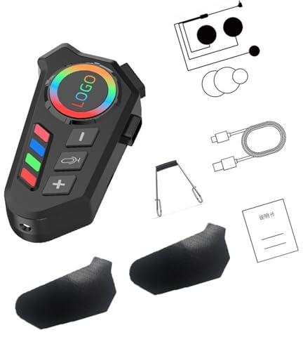 Tkidplw 5.4 Caschi Moto Cuffie Con 40H Tempo di Riproduzione IPX8 Impermeabile Stereo Suono Integrato In Luce LED Per Lungo Ride Caschi Moto Citofoni Lunghe Distanze Equitazione Gear