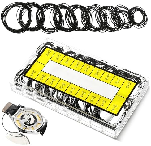 Cobee 210 Stück Uhr Dichtungsringe,18 Größen 16-30mm O-Ring Uhrendichtungs | Gummidichtungsset Wasserdichtes Gummidichtung für Uhrmacher Reparatur Werkzeuge Zubehör