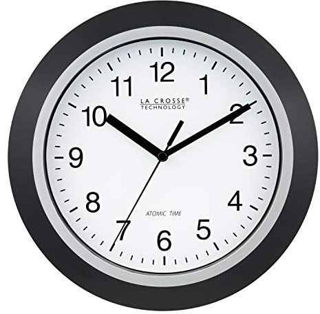 La Crosse Technology WT-3102B WWVB Wanduhr mit automatischer DST-Reset, 25,4 cm, Schwarz/silberfarben