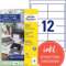 AVERY Zweckform 6123 Adressaufkleber (120 Klebeetiketten, 97x42,3 mm auf A4, bedruckbare Absenderetiketten, selbstklebende Adressetiketten mit ultragrip, ideal fürs HomeOffice) 10 Blatt, weiß
