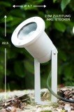 Gartenstrahler Pilsen, Gartenlampe mit Erdspieß, Außenleuchte aus Aluminium in Silber, Gartenbeleuchtung mit GU10-Fassung, Gartenspot mit 2,5 Meter Zuleitung, ohne Leuchtmittel