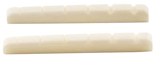 Musiclily 42mm Gekerbt Knochen Sattel Slotted E-Gitarre Bone Nut für Fender Strat/Tele, 42x3,5x4,5mm (2 Stück)