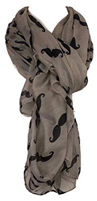 Pamper Yourself Now Schnurrbart gemusterte Schals London Mode lange weiche Schals, Beige mit Schwarz, 110 x 180 cm
