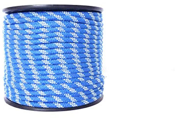 Benimeli Cuerda Nautica Trenzada Azul y Blanca – SOGA Gruesa de Poliester Alta Tenacidad 100m – Cuerda Barco Profesional Resistente para Náutica, Remolque y Supervivencia (12 mm)