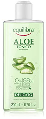 Equilibra Viso, Aloe Tonico a Base di Aloe Vera, Leggero, Delicato, Struccante, Asporta Ogni Traccia di Impurità Senza Bisogno di Risciacquo, Rende la Pelle Liscia e Tonica, 200 ml